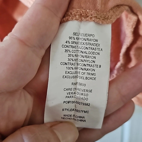 Jolt Peachy Boho Lace Ruffle Flutter Sleeve Top Large - Picture 6 of 9